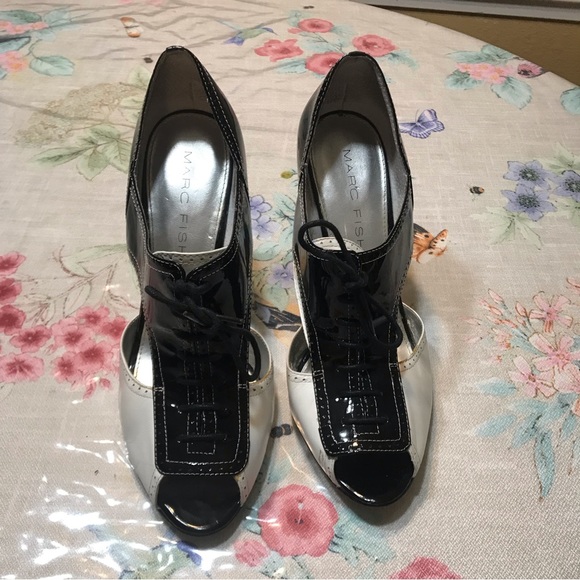 Marc Fisher Tuxedo peep toe heels size 8 - Picture 1 of 5